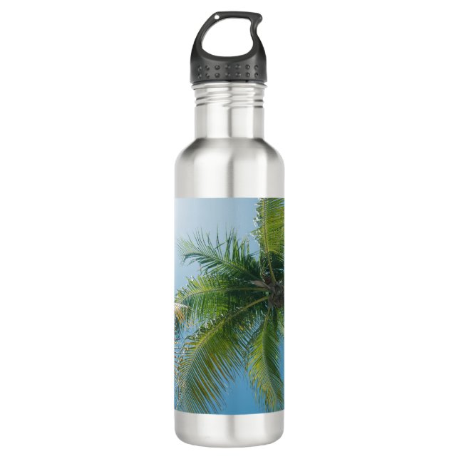 Botella De Agua Palmeras de paraíso caribeño #2 #tropical #océano  (Anverso)