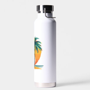 Botella De Agua Palmeras Tropicales con Puesta de Sol Vibrante