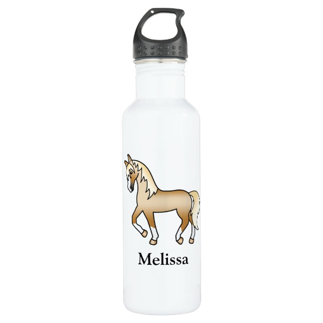 Botella De Agua Palomino Personalizado Trotting Horse & Custom Nam (Anverso)