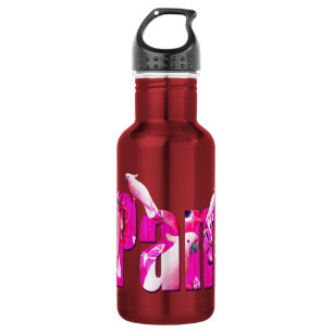 Botella De Agua Pam, Logo De Nombre Con Perros Blancos,