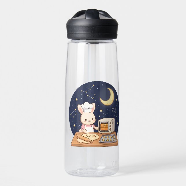 Botella De Agua Panadería Conejo de Luz de Luna (Delante)