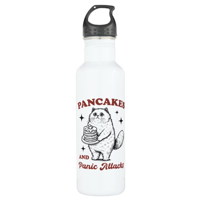 Botella De Agua Pancakes and panic attacks funny cat (Anverso)