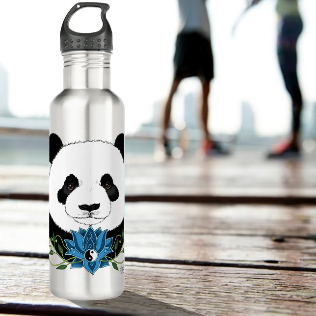 Botella De Agua Panda Bear Lotus Flower (Subido por el creador)