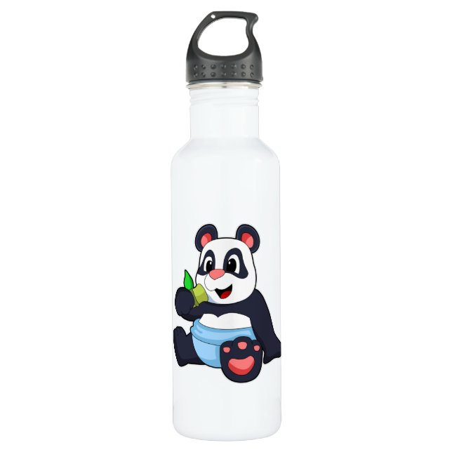 Botella De Agua Panda como bebé con bambú (Anverso)