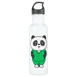 Botella De Agua Panda como enfermera con Smock
