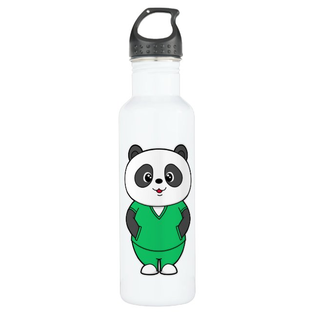 Botella De Agua Panda como enfermera con Smock (Anverso)