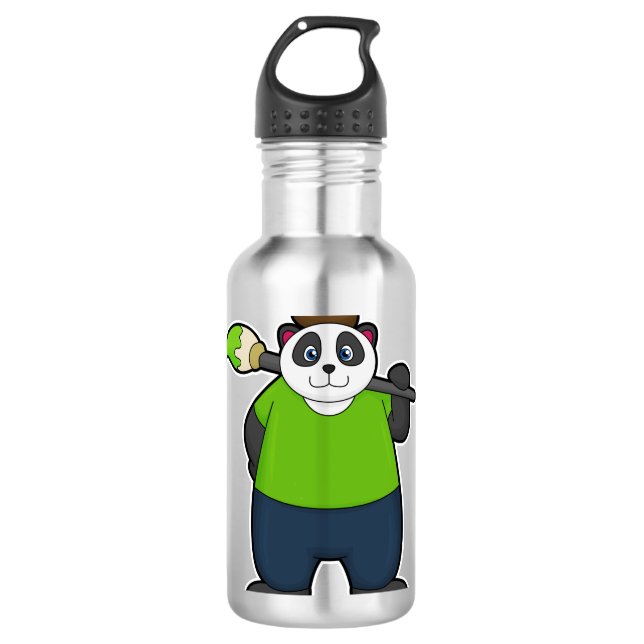 Botella De Agua Panda como pintador con pincel (Anverso)