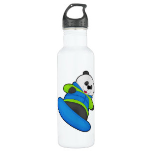 Botella De Agua Panda como snowboard con snowboard