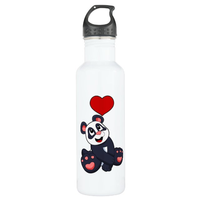Botella De Agua Panda con corazón (Anverso)