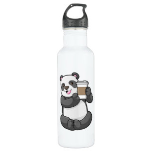 Botella De Agua Panda con el café a ir