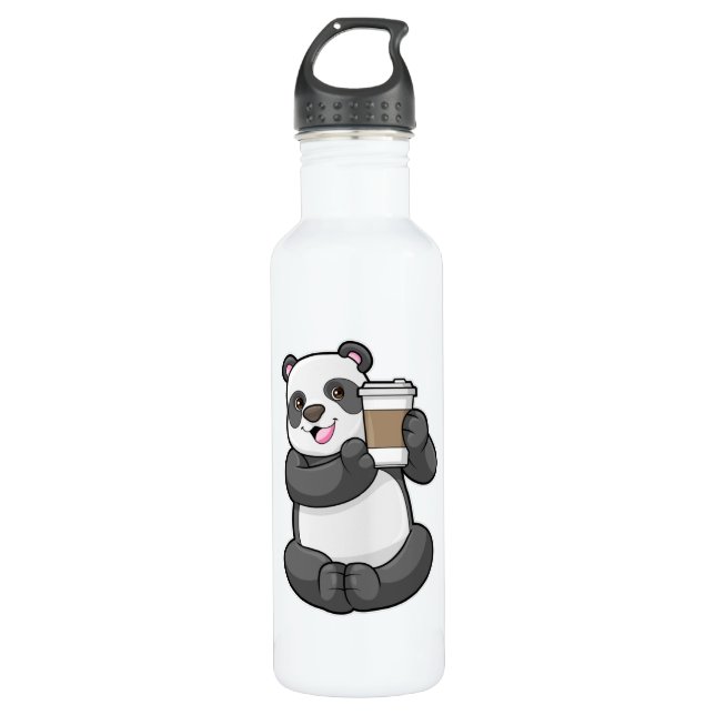 Botella De Agua Panda con el café a ir (Anverso)
