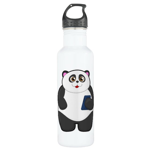 Botella De Agua Panda con teléfono móvil (Anverso)