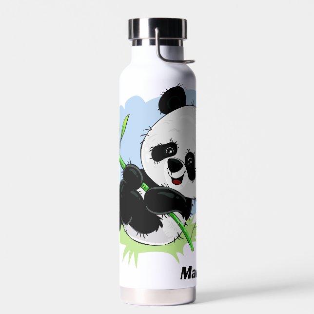Botella De Agua Panda Cute de nombres personalizado (Izquierdo)