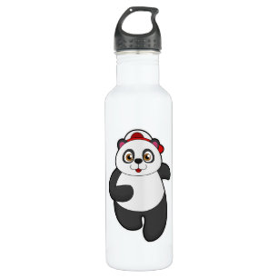 Botella De Agua Panda en carrera con gorra