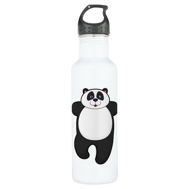 Botella De Agua Panda en ejercicio de Stretching de Yoga (Anverso)