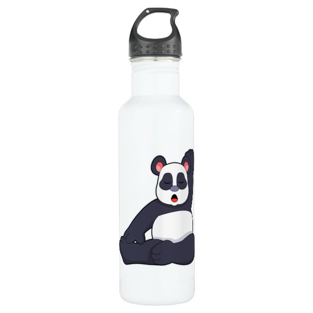 Botella De Agua Panda en ejercicios de Stretching de Yoga (Anverso)