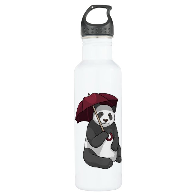 Botella De Agua Panda en la lluvia con el paraguas (Anverso)