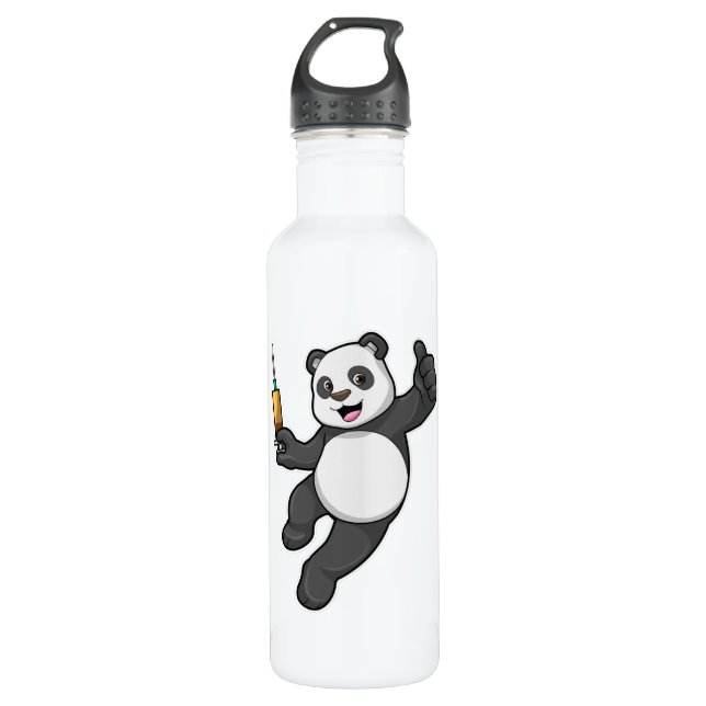 Botella De Agua Panda en la vacunación con jeringas (Anverso)