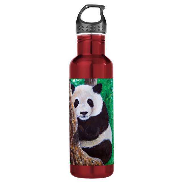 Botella De Agua Panda en una pintura de árbol (Anverso)
