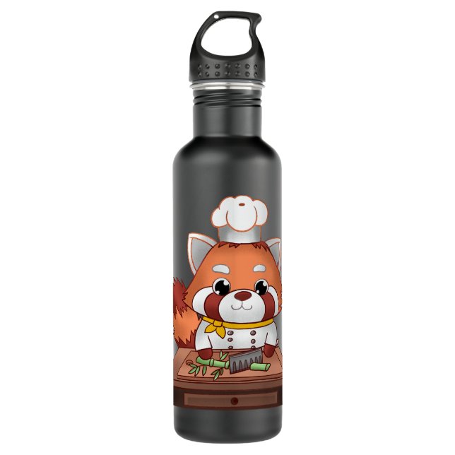 Botella De Agua Panda Rojo - Chef (Anverso)