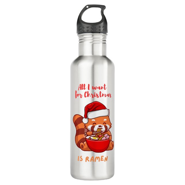 Botella De Agua Panda rojo: Todo lo que quiero para los Navidades  (Anverso)