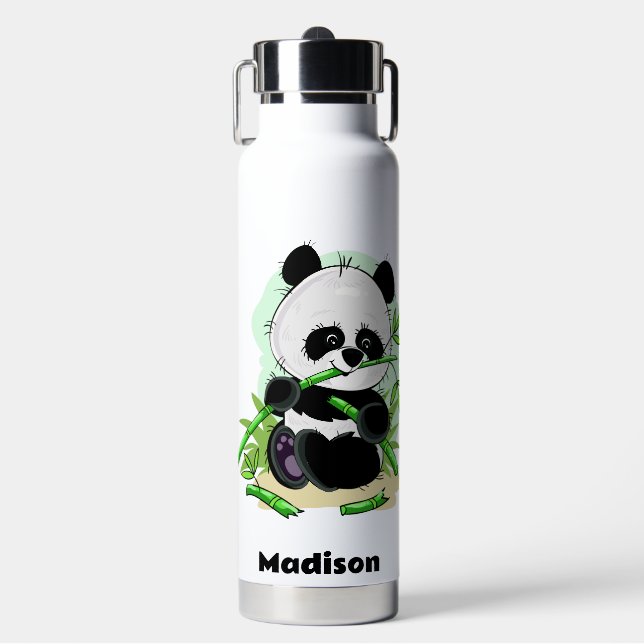 Botella De Agua Pandas de corte de nombres personalizados (Frente)