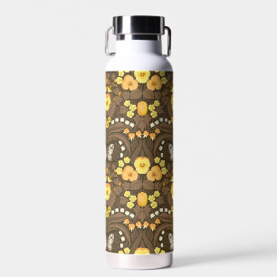 Botella De Agua Pansias amarillas, pájaros y mariposas