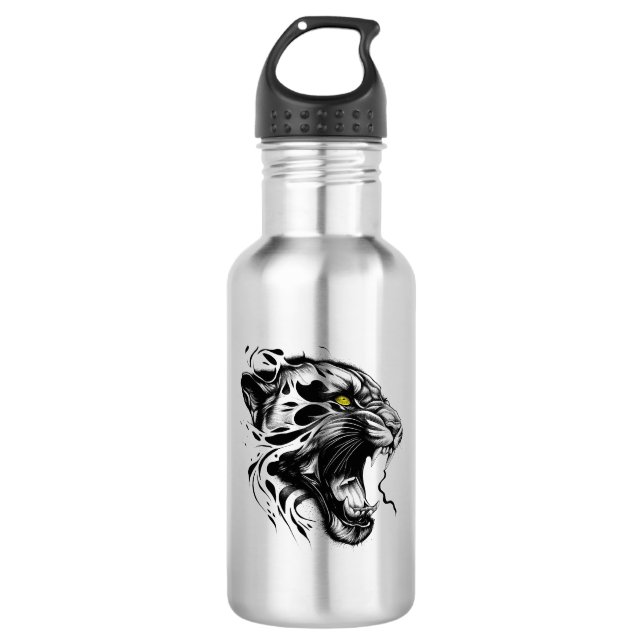 Botella De Agua Pantera Naturaleza animal salvaje Ilustracion arte (Anverso)