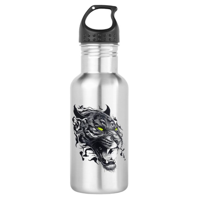 Botella De Agua Pantera Naturaleza animal salvaje Ilustracion arte (Anverso)