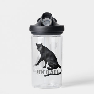 Botella De Agua Pantera Negra Gato Leopardo Personalizado