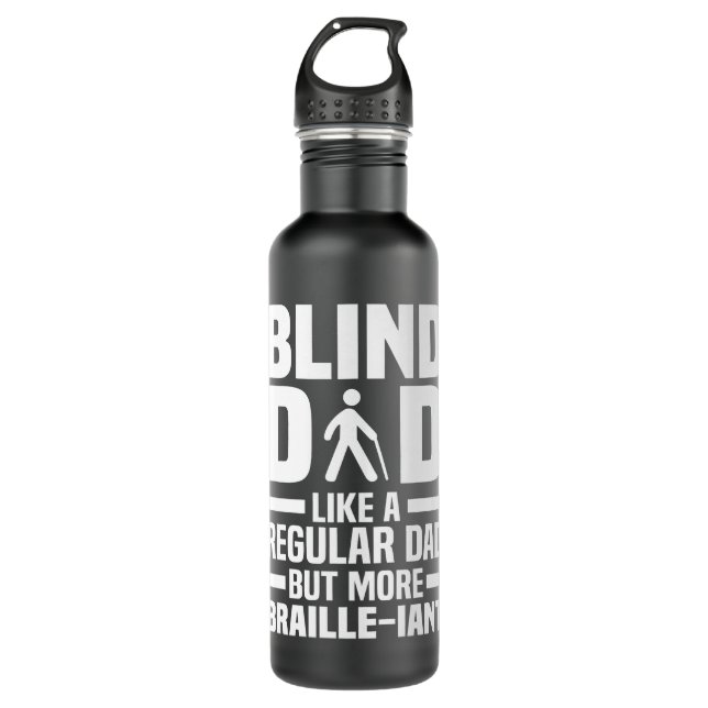 Botella De Agua Papá ciego - Braille Visualmente Incapacitado Sin  (Anverso)