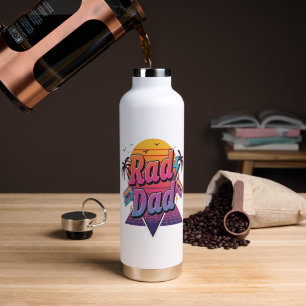 Botella De Agua Papá Genial – Estilo Neon Retro 80 para Padres Gen