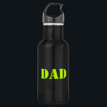 Botella De Agua Papá neón verde y negro Moderno tipografía fresca<br><div class="desc">Papá neón verde Típografía moderna botella de agua de acero inoxidable fría negra. Disponible en diferentes colores y tamaños.</div>