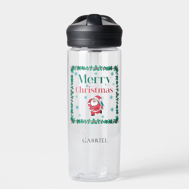 Botella De Agua Papá Noel Feliz Navidad (Delante)