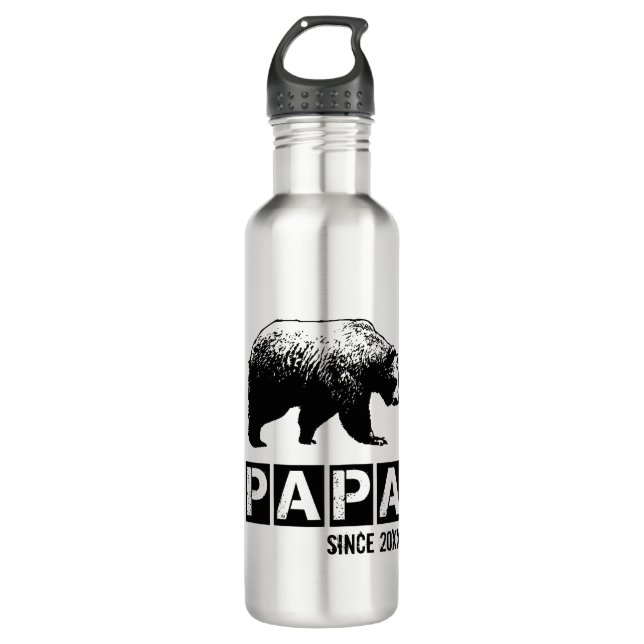 Botella De Agua Papa Oso Año De La Paterindad Grunge (Anverso)