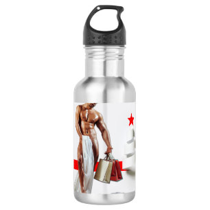 Botella De Agua Papel espiral blanco de compras navideñas de Slipp