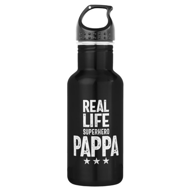 Botella De Agua Pappa superhéroe de la vida real | Regalo de padre (Anverso)