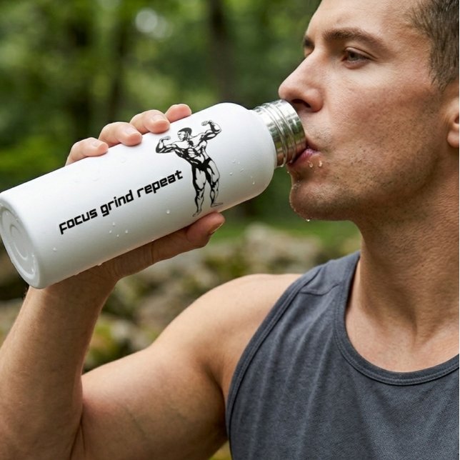 Botella de Agua para Gimnasio Focus Grind Repeat (Subido por el creador)