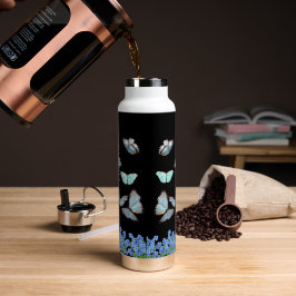 Botella de agua para jardín de mariposas de flores