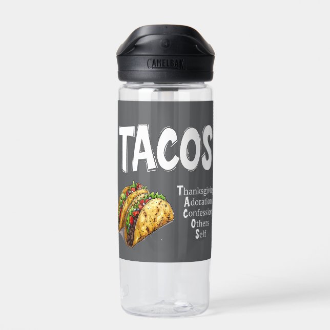Botella de agua para la oración TACOS (Atrás)