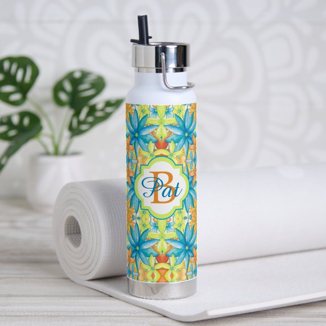 Botella de agua para negocios de Pat Mosaic (Yoga (girado))