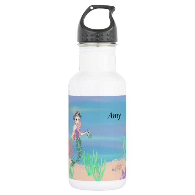 Botella de agua para niño con sirena (Anverso)