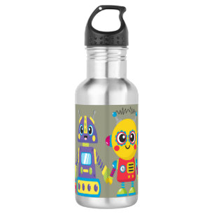 Botella de agua para niño joven con robots