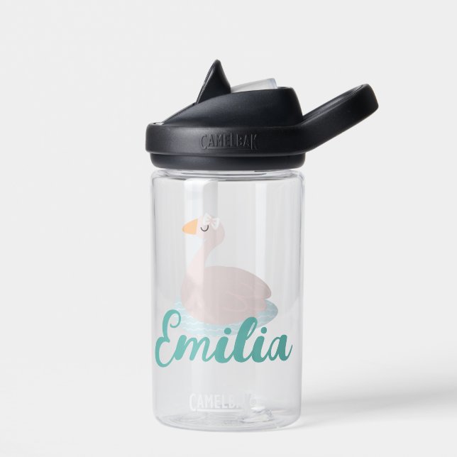Botella de agua para niños con cisne con lazo rosa (Izquierdo)