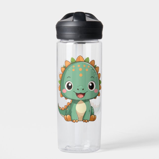 Botella de agua para niños con dinosaurio sonrient (Delante)