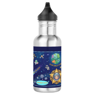 Botella de Agua para Niños con Mapa de Polvo de Es