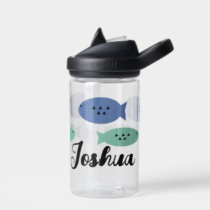 Botella de agua para niños con peces geométricos y