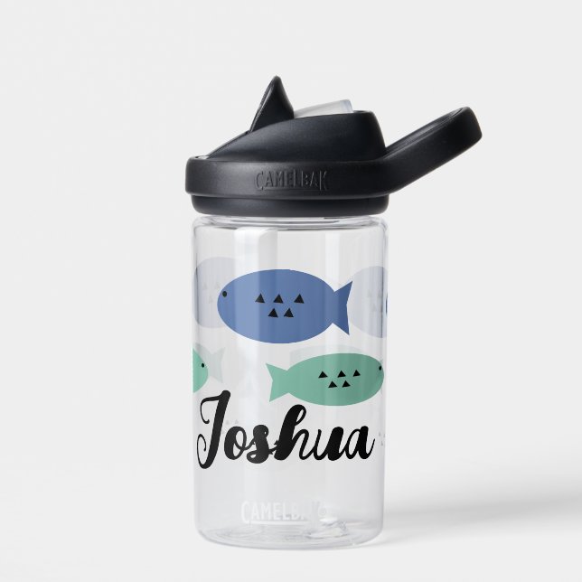 Botella de agua para niños con peces geométricos y (Izquierdo)