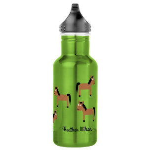 Botella de agua para niños de caballos con nombre
