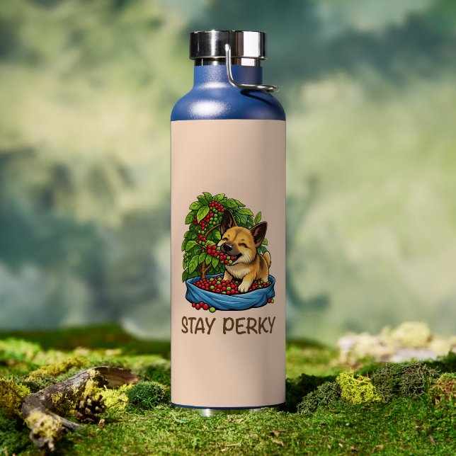 Botella de agua para perros de café linda "Mantén  (Al aire libre (girado))